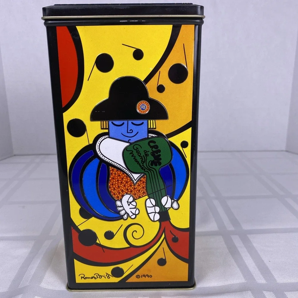 Vintage Creme De Grand Marnier‎ Liqueur 1990 ROMERO BRITTO art abstract tin Box